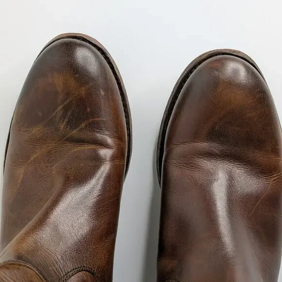 Frye Melissa Button Brown Leather Tall Boots 7.5 Equestrian Western Boho 77172 - Picture 14 of 16
